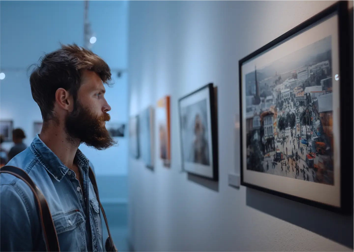 man staring at photo 2