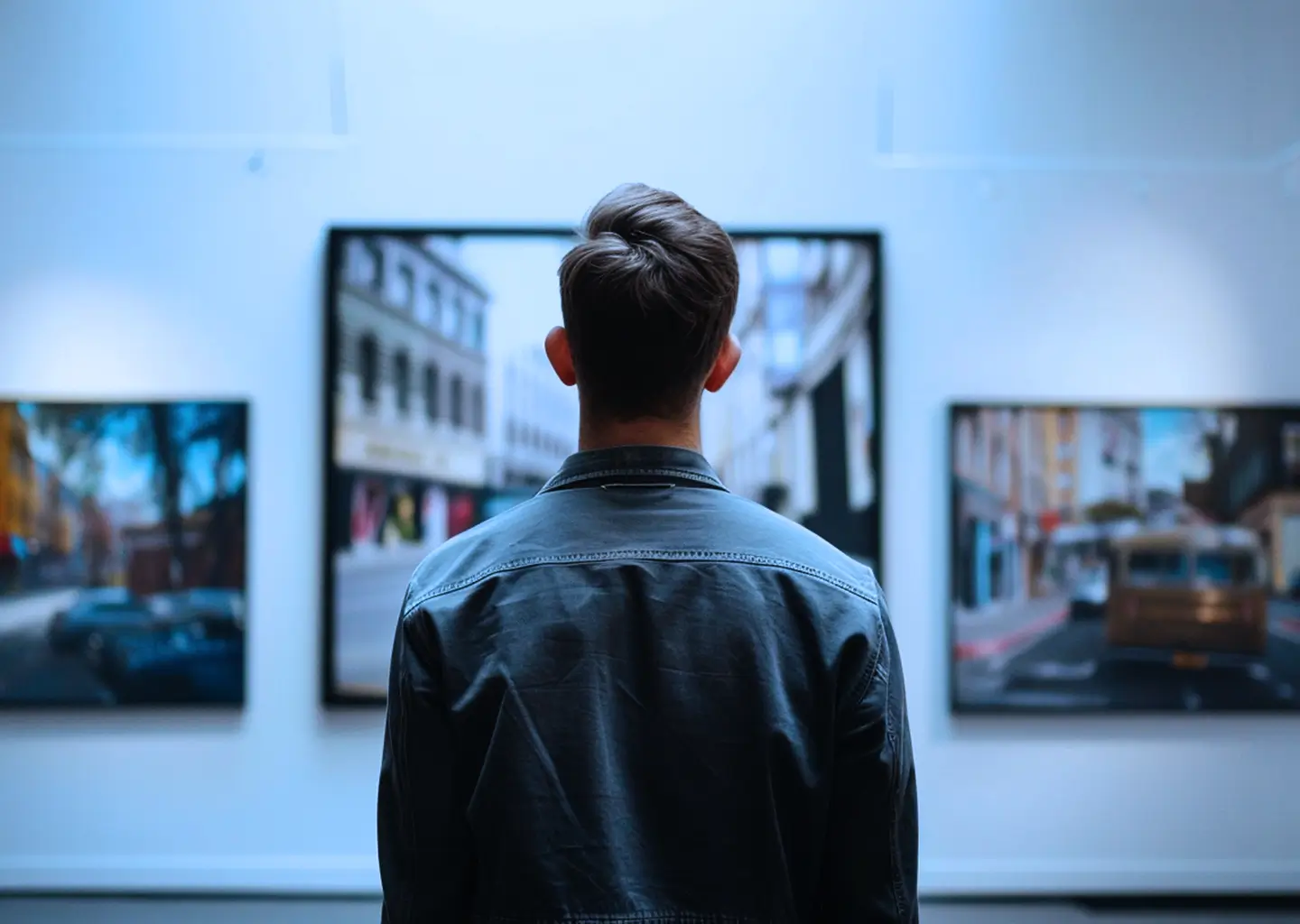 man staring at photo 1