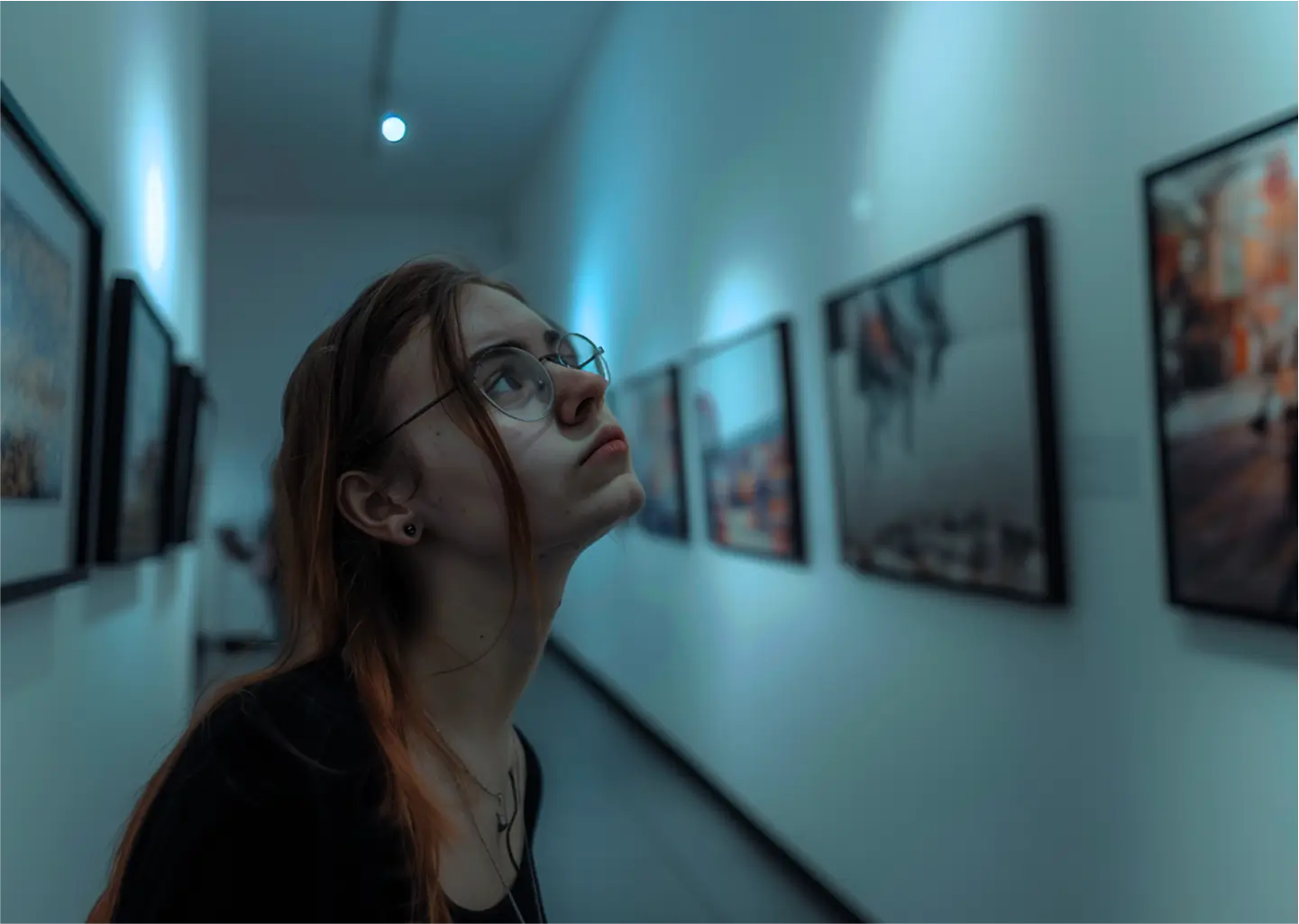 woman staring at photo 2